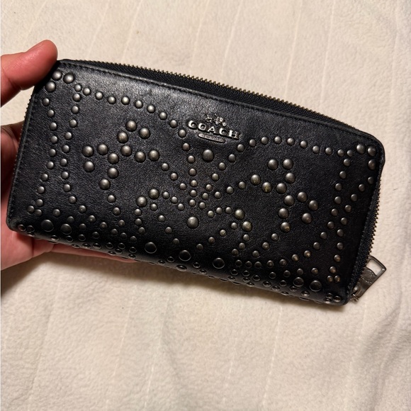 Coach Accessories - Coach Black Studded Zip Wallet